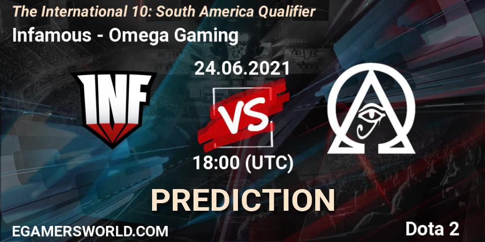 Prognose für das Spiel Infamous VS Omega Gaming. 24.06.21. Dota 2 - The International 10: South America Qualifier
