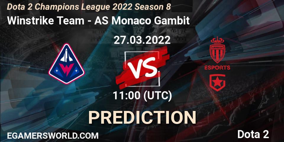 Prognose für das Spiel Winstrike Team VS AS Monaco Gambit. 27.03.22. Dota 2 - Dota 2 Champions League 2022 Season 8