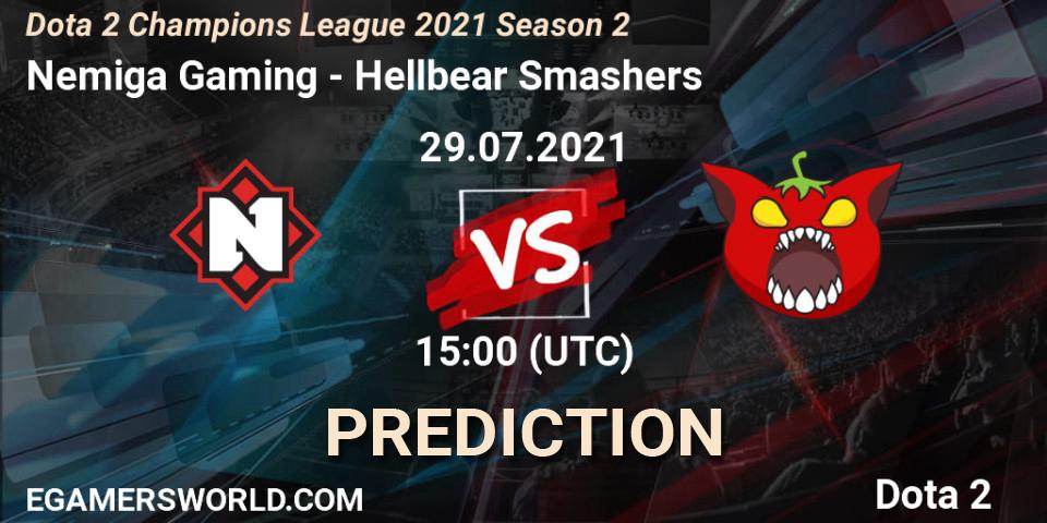 Prognose für das Spiel Nemiga Gaming VS Hellbear Smashers. 29.07.2021 at 15:01. Dota 2 - Dota 2 Champions League 2021 Season 2