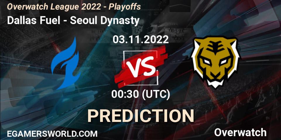 Prognose für das Spiel Dallas Fuel VS Seoul Dynasty. 03.11.22. Overwatch - Overwatch League 2022 - Playoffs