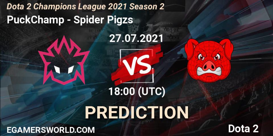 Prognose für das Spiel PuckChamp VS Spider Pigzs. 27.07.2021 at 18:00. Dota 2 - Dota 2 Champions League 2021 Season 2