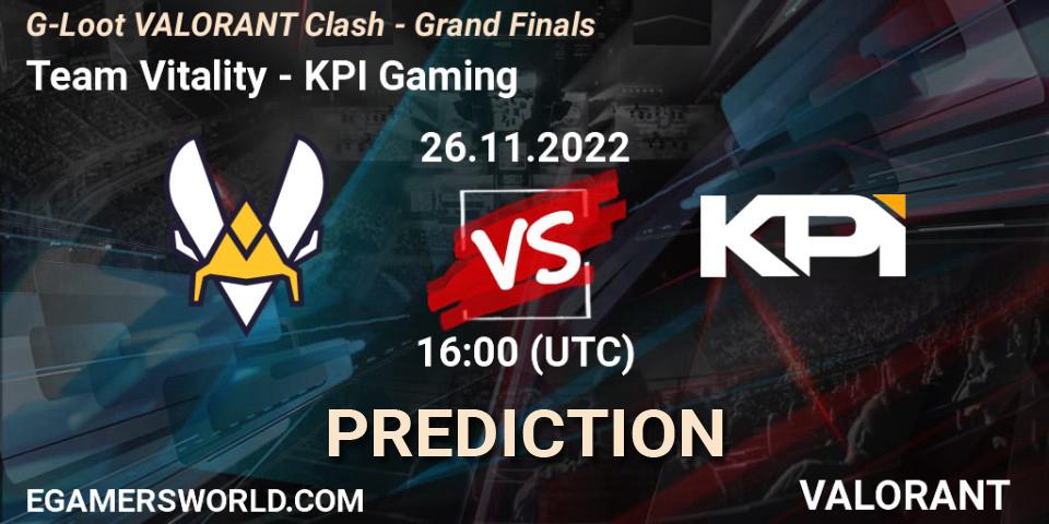 Prognose für das Spiel Team Vitality VS KPI Gaming. 26.11.22. VALORANT - G-Loot VALORANT Clash - Grand Finals