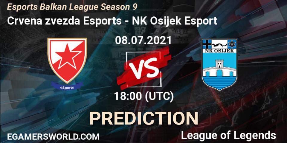 Prognose für das Spiel Crvena zvezda Esports VS NK Osijek Esport. 08.07.2021 at 18:00. LoL - Esports Balkan League Season 9