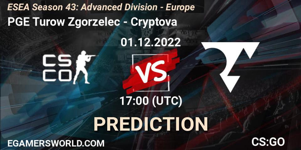 Prognose für das Spiel PGE Turow Zgorzelec VS Cryptova. 01.12.22. CS2 (CS:GO) - ESEA Season 43: Advanced Division - Europe