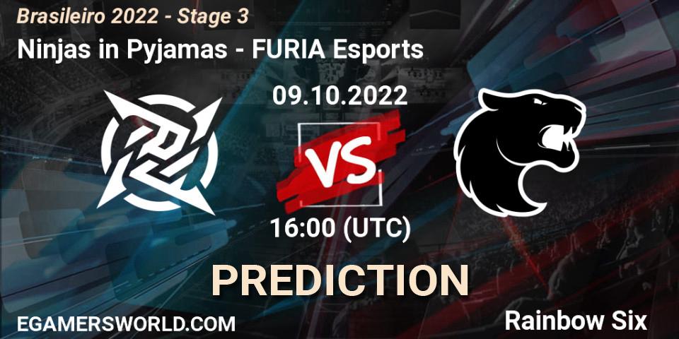 Prognose für das Spiel Ninjas in Pyjamas VS FURIA Esports. 09.10.2022 at 16:00. Rainbow Six - Brasileirão 2022 - Stage 3