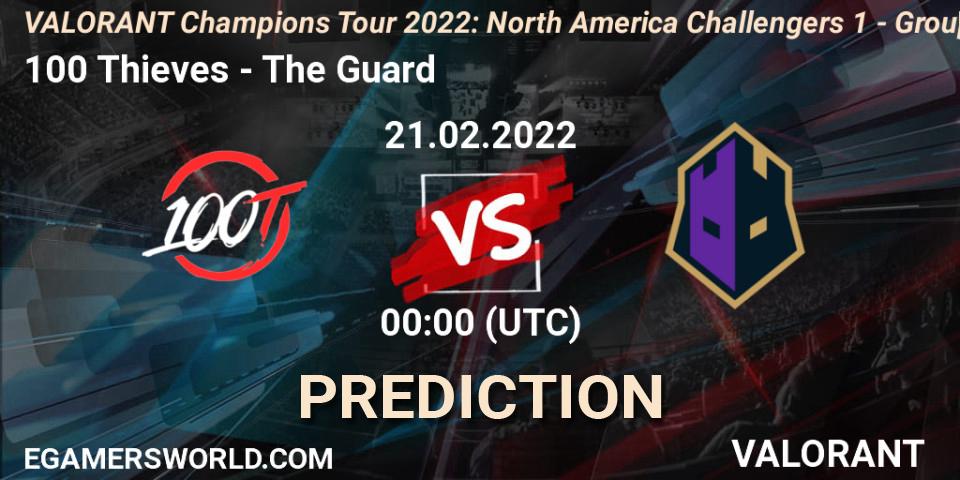 Prognose für das Spiel 100 Thieves VS The Guard. 20.02.2022 at 23:30. VALORANT - VCT 2022: North America Challengers 1 - Group Stage