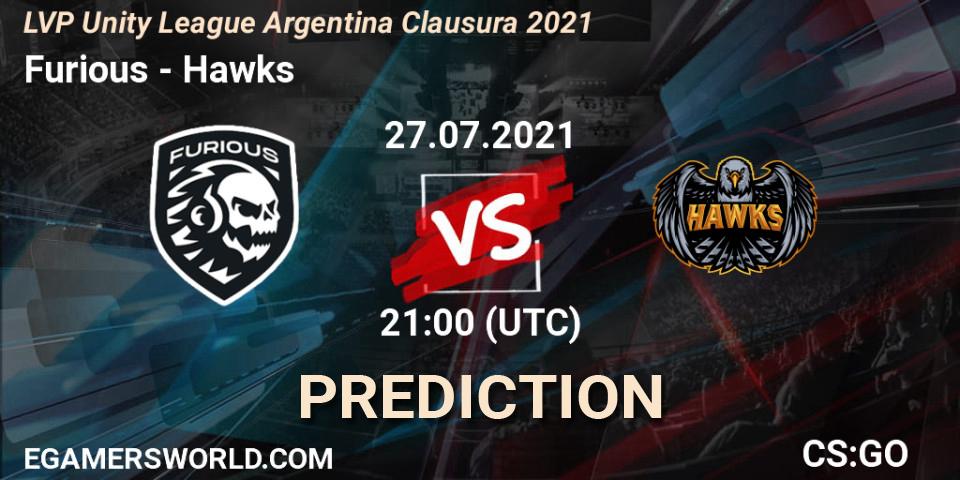 Prognose für das Spiel Furious VS Hawks. 27.07.21. CS2 (CS:GO) - LVP Unity League Argentina Clausura 2021
