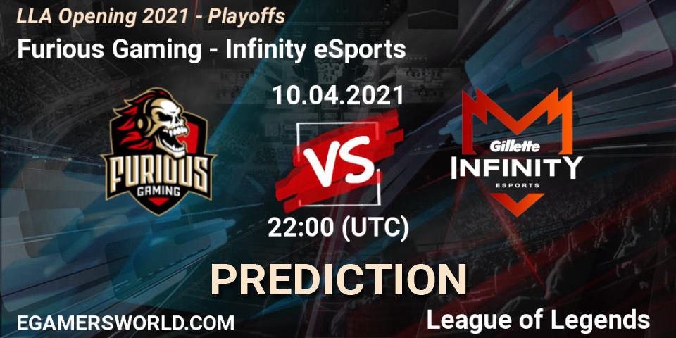 Prognose für das Spiel Furious Gaming VS Infinity eSports. 10.04.21. LoL - LLA Opening 2021 - Playoffs