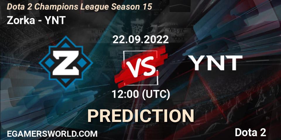 Prognose für das Spiel Zorka VS YNT. 22.09.22. Dota 2 - Dota 2 Champions League Season 15