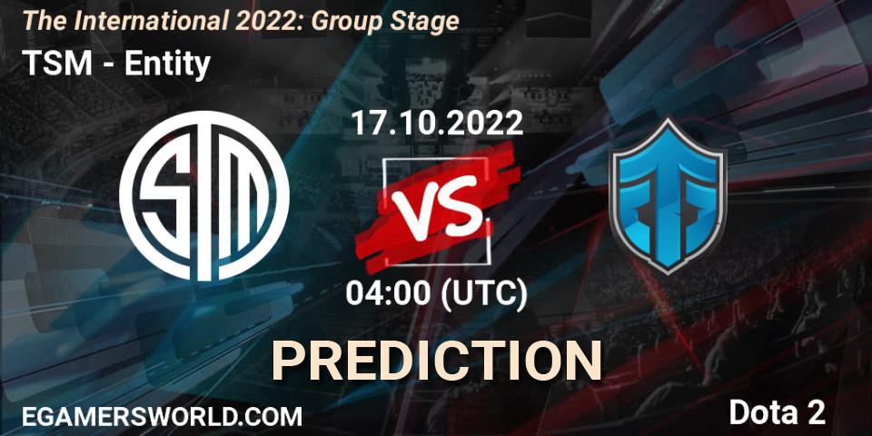 Prognose für das Spiel TSM VS Entity. 17.10.22. Dota 2 - The International 2022: Group Stage