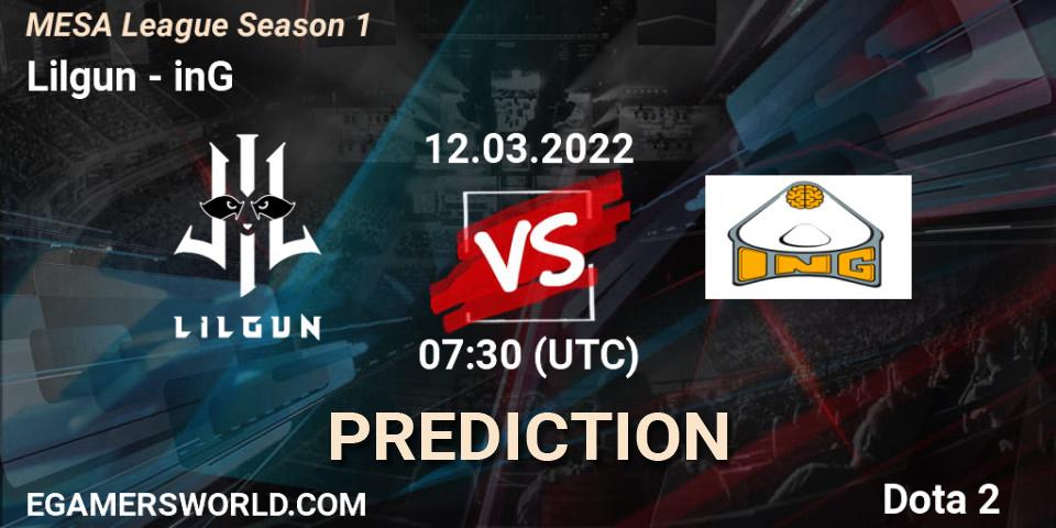 Prognose für das Spiel Lilgun VS inG. 12.03.2022 at 07:41. Dota 2 - MESA League Season 1