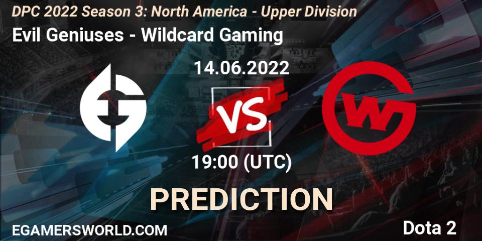 Prognose für das Spiel Evil Geniuses VS Wildcard Gaming. 14.06.2022 at 19:02. Dota 2 - DPC NA 2021/2022 Tour 3: Division I