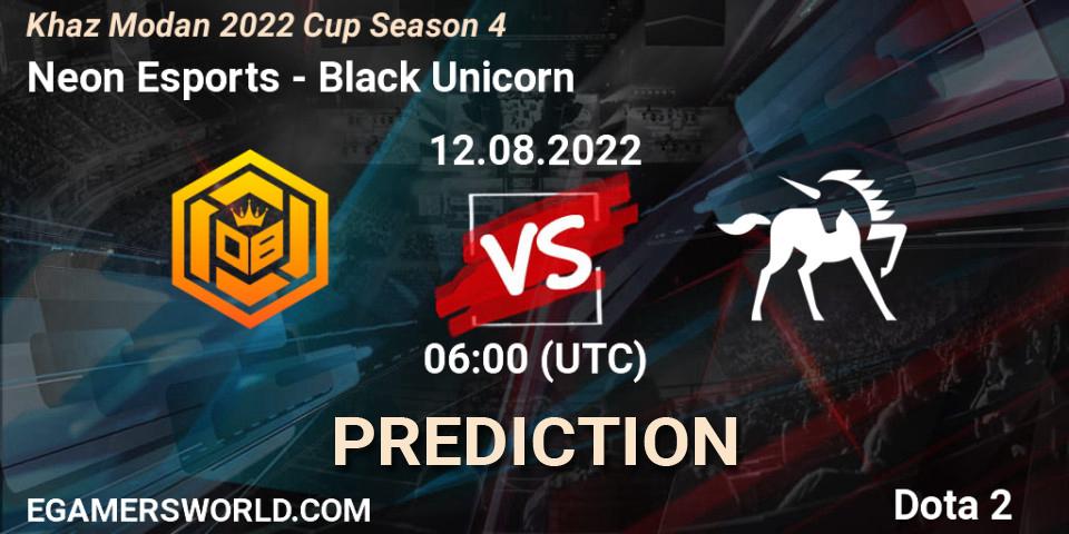 Prognose für das Spiel Neon Esports VS Black Unicorn. 12.08.2022 at 06:21. Dota 2 - Khaz Modan 2022 Cup Season 4