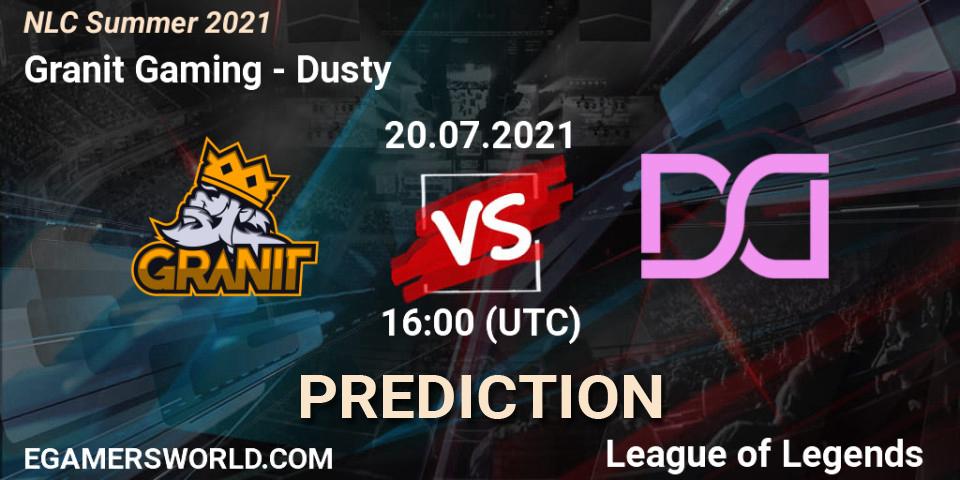 Prognose für das Spiel Granit Gaming VS Dusty. 20.07.2021 at 16:00. LoL - NLC Summer 2021