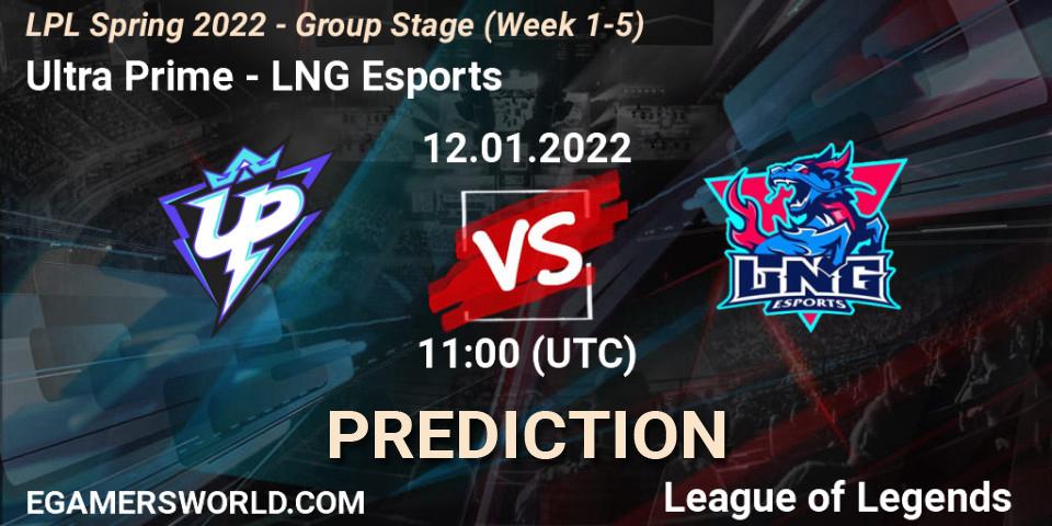 Prognose für das Spiel Ultra Prime VS LNG Esports. 12.01.22. LoL - LPL Spring 2022 - Group Stage (Week 1-5)