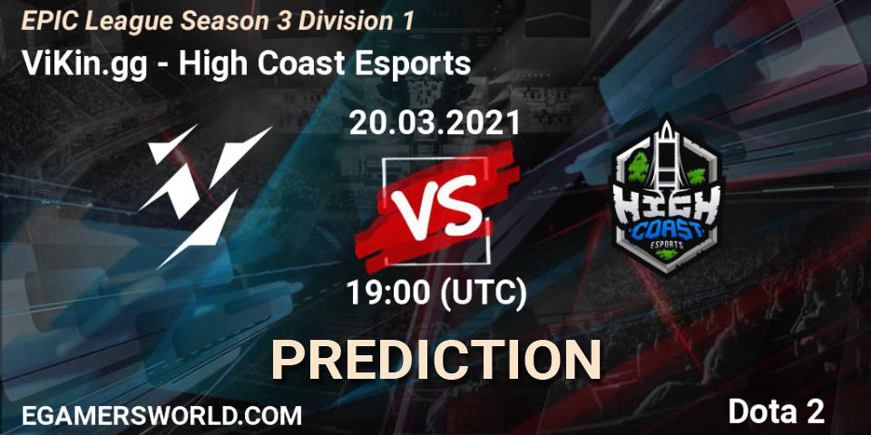 Prognose für das Spiel ViKin.gg VS High Coast Esports. 20.03.2021 at 19:00. Dota 2 - EPIC League Season 3 Division 1