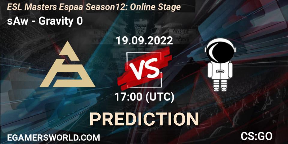 Prognose für das Spiel sAw VS Gravity 0. 19.09.22. CS2 (CS:GO) - ESL Masters España Season 12: Online Stage