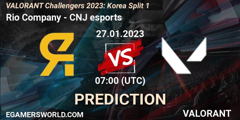 Prognose für das Spiel Rio Company VS CNJ Esports. 27.01.2023 at 07:00. VALORANT - VALORANT Challengers 2023: Korea Split 1