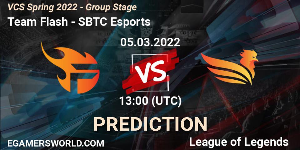 Prognose für das Spiel Team Flash VS SBTC Esports. 05.03.2022 at 13:00. LoL - VCS Spring 2022 - Group Stage 