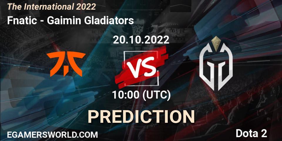 Prognose für das Spiel Fnatic VS Gaimin Gladiators. 20.10.22. Dota 2 - The International 2022