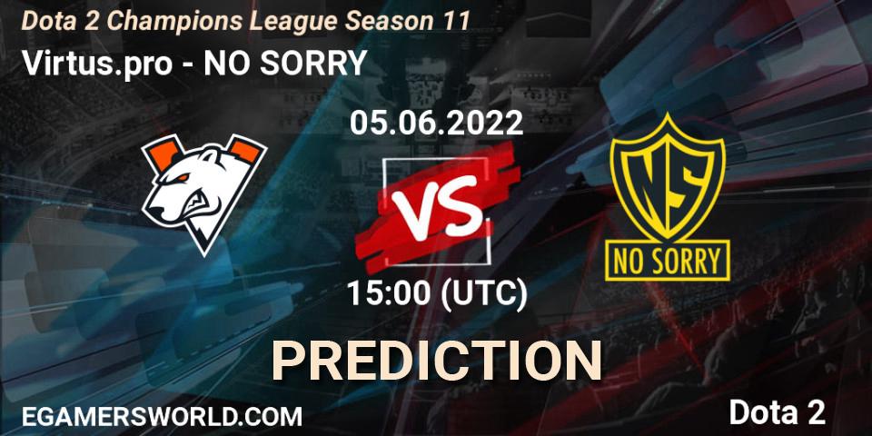 Prognose für das Spiel Virtus.pro VS NO SORRY. 05.06.22. Dota 2 - Dota 2 Champions League Season 11