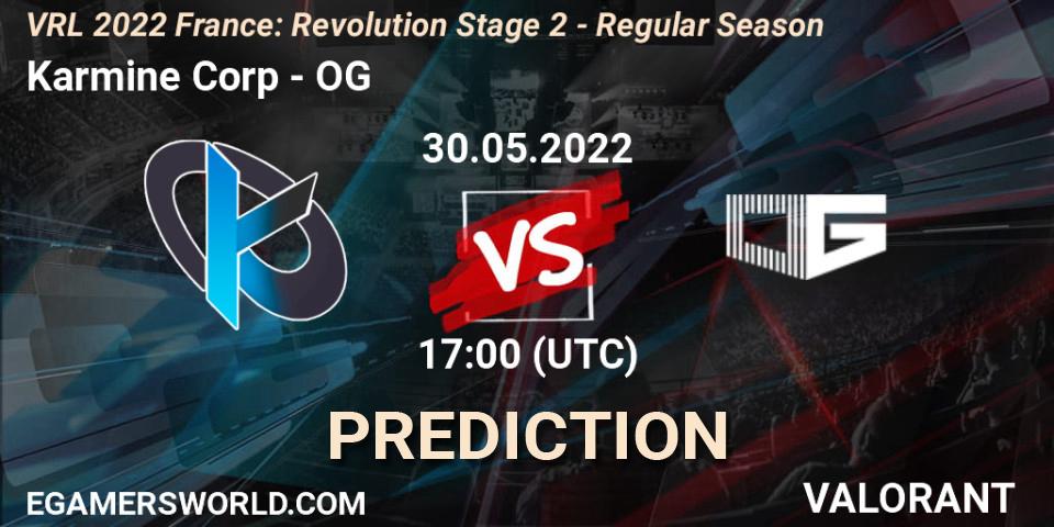 Prognose für das Spiel Karmine Corp VS OG. 30.05.2022 at 19:10. VALORANT - VRL 2022 France: Revolution Stage 2 - Regular Season