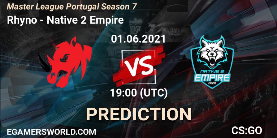 Prognose für das Spiel Rhyno VS Native 2 Empire. 01.06.2021 at 19:20. Counter-Strike (CS2) - Master League Portugal Season 7