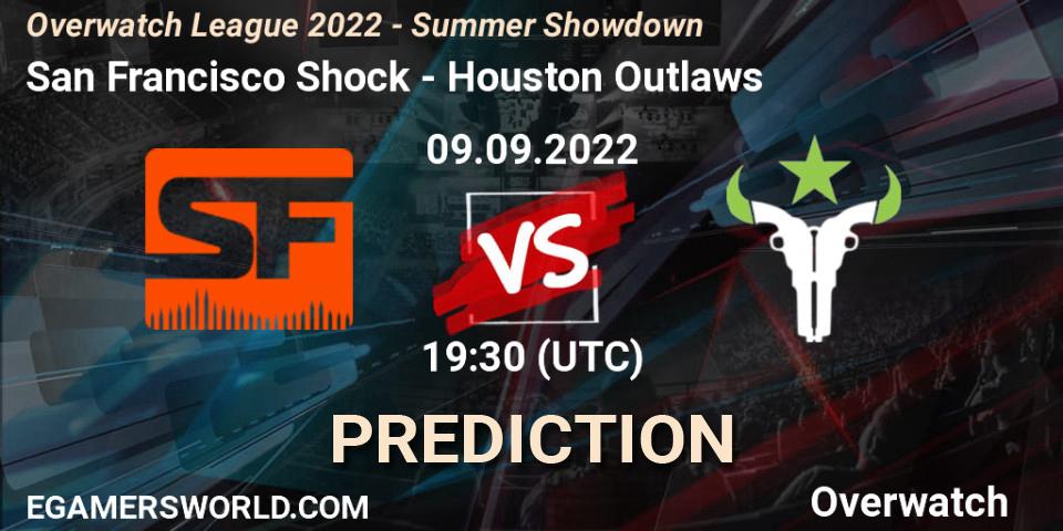 Prognose für das Spiel San Francisco Shock VS Houston Outlaws. 09.09.2022 at 19:30. Overwatch - Overwatch League 2022 - Summer Showdown