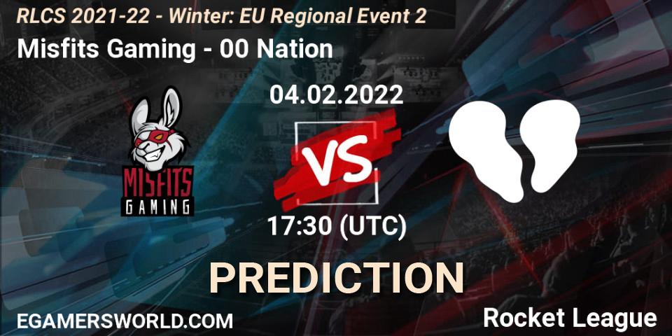 Prognose für das Spiel Misfits Gaming VS 00 Nation. 04.02.2022 at 17:30. Rocket League - RLCS 2021-22 - Winter: EU Regional Event 2