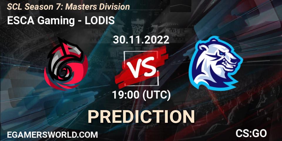 Prognose für das Spiel ESCA Gaming VS LODIS. 05.12.22. CS2 (CS:GO) - SCL Season 7: Masters Division