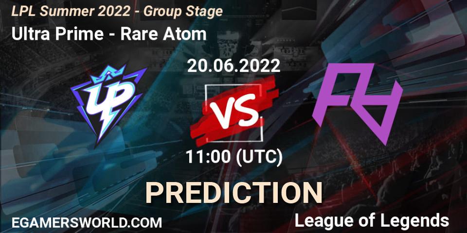 Prognose für das Spiel Ultra Prime VS Rare Atom. 20.06.2022 at 11:30. LoL - LPL Summer 2022 - Group Stage
