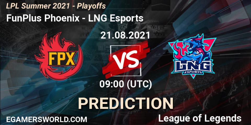 Prognose für das Spiel FunPlus Phoenix VS LNG Esports. 21.08.21. LoL - LPL Summer 2021 - Playoffs