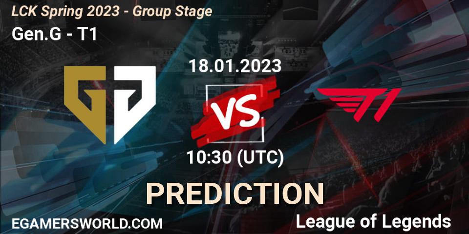 Prognose für das Spiel Gen.G VS T1. 18.01.23. LoL - LCK Spring 2023 - Group Stage
