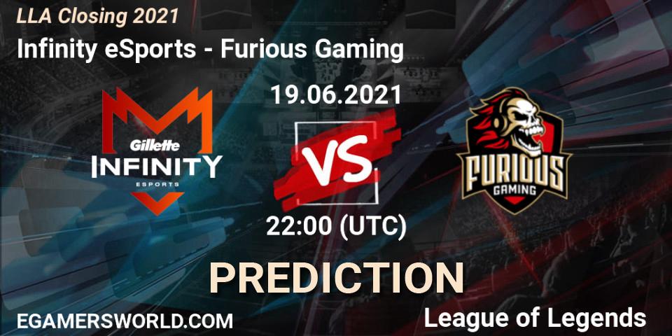 Prognose für das Spiel Infinity eSports VS Furious Gaming. 19.06.21. LoL - LLA Closing 2021