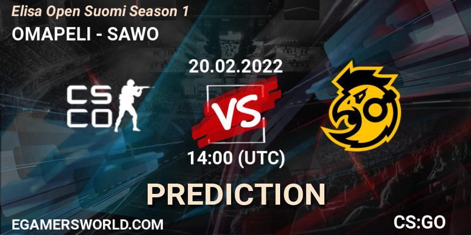 Prognose für das Spiel OMAPELI VS SAWO. 20.02.22. CS2 (CS:GO) - Elisa Open Suomi Season 1