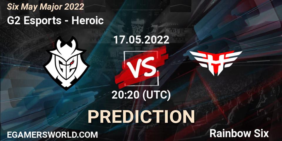 Prognose für das Spiel G2 Esports VS Heroic. 17.05.2022 at 20:20. Rainbow Six - Six Charlotte Major 2022