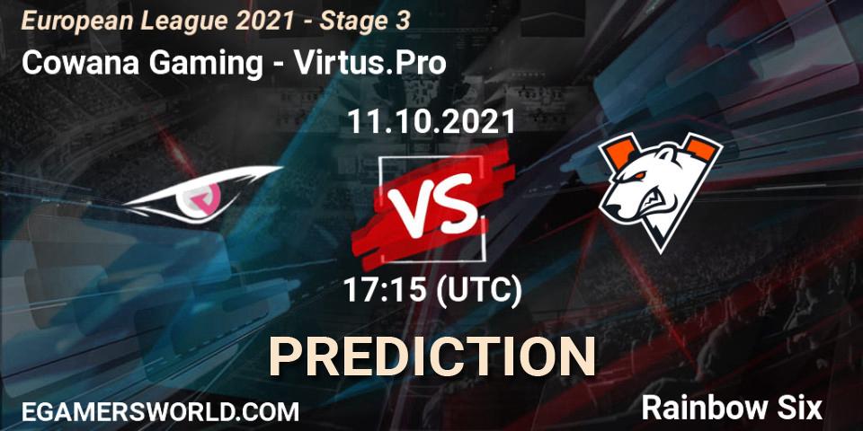 Prognose für das Spiel Cowana Gaming VS Virtus.Pro. 11.10.21. Rainbow Six - European League 2021 - Stage 3