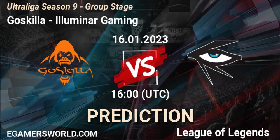 Prognose für das Spiel Goskilla VS Illuminar Gaming. 16.01.2023 at 16:00. LoL - Ultraliga Season 9 - Group Stage