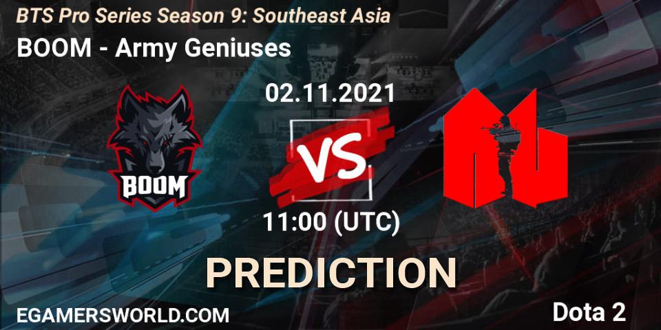 Prognose für das Spiel BOOM VS Army Geniuses. 02.11.21. Dota 2 - BTS Pro Series Season 9: Southeast Asia