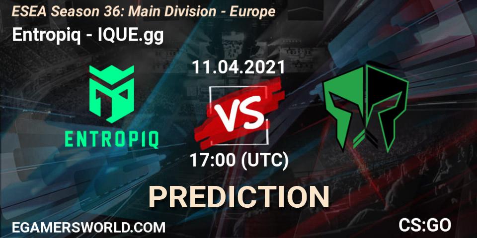 Prognose für das Spiel Entropiq VS IQUE.gg. 11.04.2021 at 17:00. Counter-Strike (CS2) - ESEA Season 36: Main Division - Europe