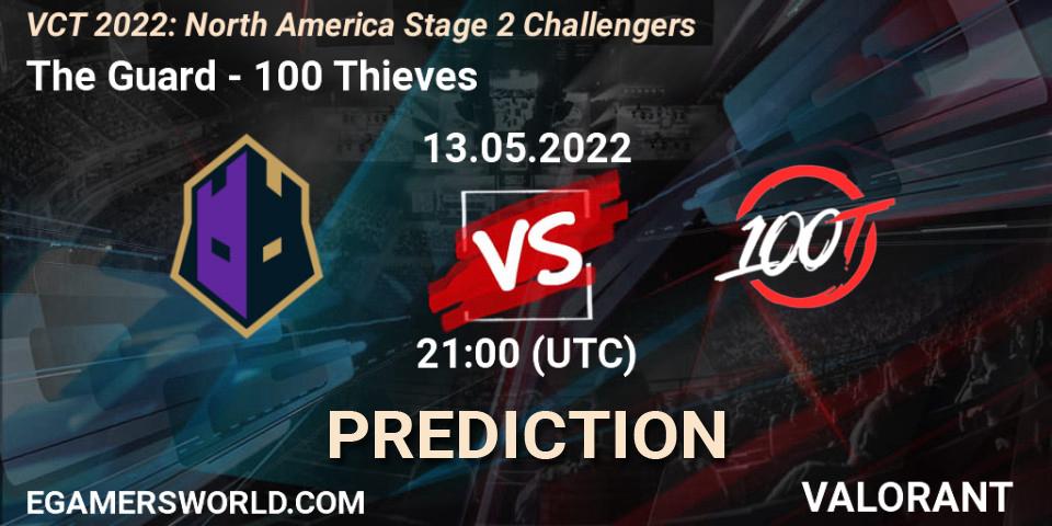 Prognose für das Spiel The Guard VS 100 Thieves. 13.05.2022 at 20:15. VALORANT - VCT 2022: North America Stage 2 Challengers