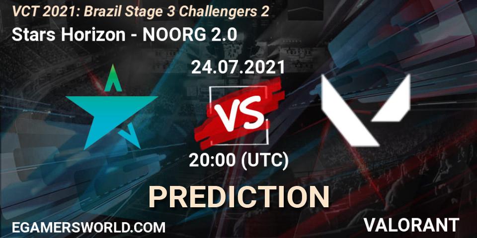 Prognose für das Spiel Stars Horizon VS NOORG 2.0. 24.07.2021 at 20:00. VALORANT - VCT 2021: Brazil Stage 3 Challengers 2