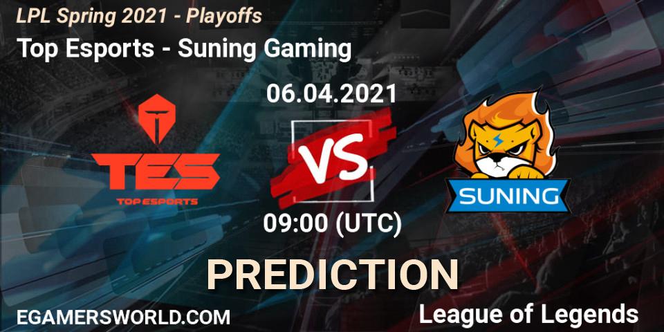 Prognose für das Spiel Top Esports VS Suning Gaming. 06.04.21. LoL - LPL Spring 2021 - Playoffs
