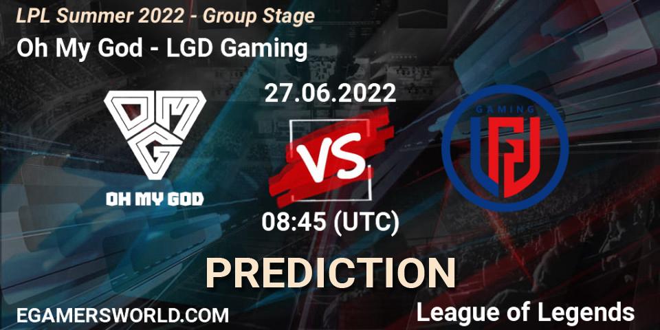 Prognose für das Spiel Oh My God VS LGD Gaming. 27.06.22. LoL - LPL Summer 2022 - Group Stage