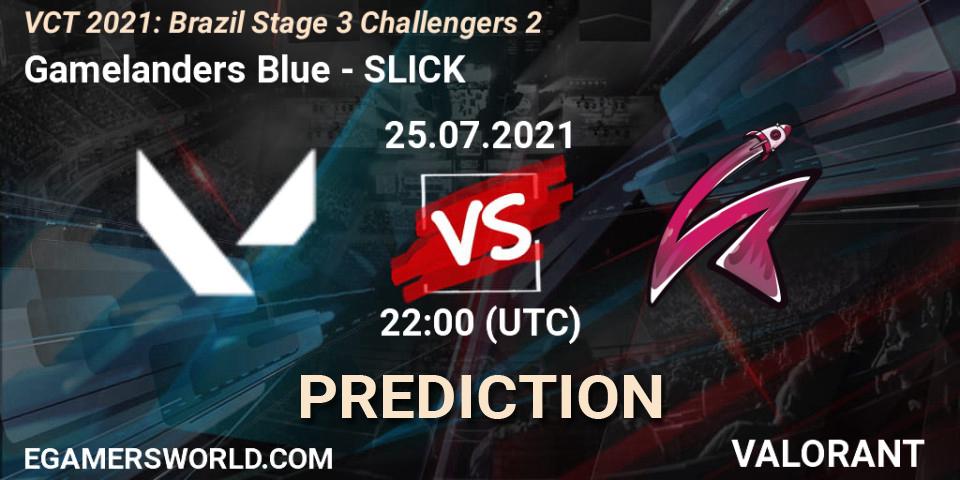 Prognose für das Spiel Gamelanders Blue VS SLICK. 25.07.2021 at 22:15. VALORANT - VCT 2021: Brazil Stage 3 Challengers 2