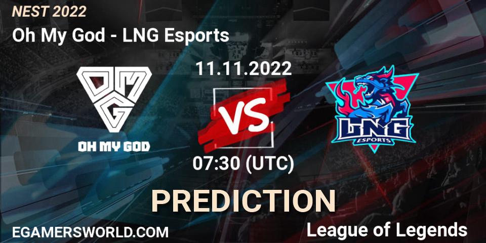 Prognose für das Spiel Oh My God VS LNG Esports. 11.11.22. LoL - NEST 2022