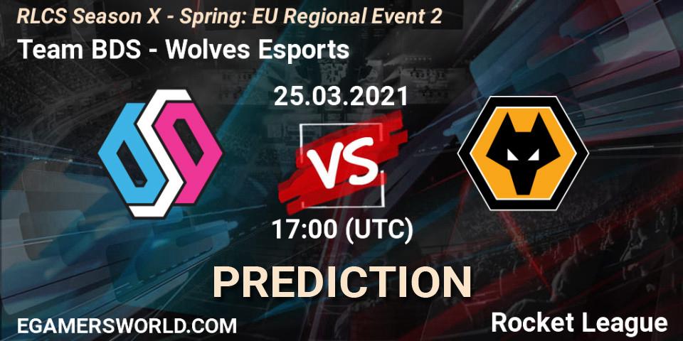 Prognose für das Spiel Team BDS VS Wolves Esports. 25.03.2021 at 17:00. Rocket League - RLCS Season X - Spring: EU Regional Event 2