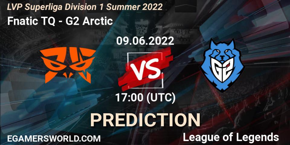 Prognose für das Spiel Fnatic TQ VS G2 Arctic. 09.06.2022 at 17:00. LoL - LVP Superliga Division 1 Summer 2022