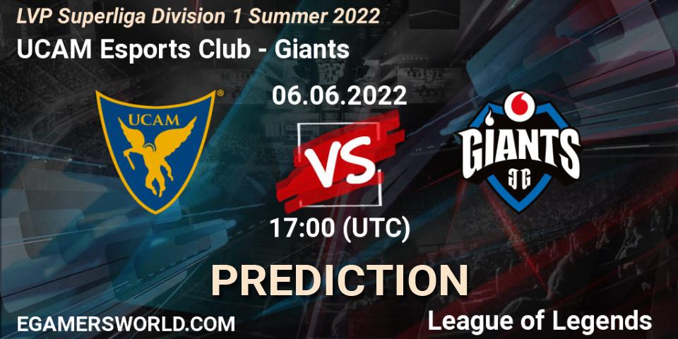 Prognose für das Spiel UCAM Esports Club VS Giants. 06.06.2022 at 17:00. LoL - LVP Superliga Division 1 Summer 2022
