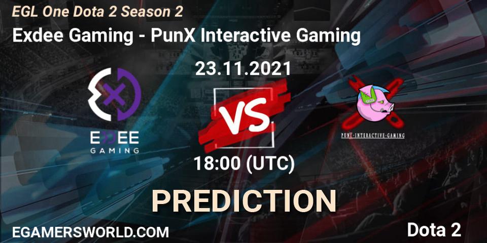 Prognose für das Spiel Exdee Gaming VS PunX Interactive Gaming. 25.11.2021 at 19:49. Dota 2 - EGL One Dota 2 Season 2